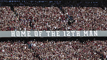 Nov 15, 2025; College Station, Texas, USA; Fans cheer during the game between the Texas A&M Aggies and the South Carolina Gamecocks at Kyle Field. Mandatory Credit: Troy Taormina-Imagn Images