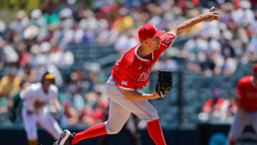 May 22, 2025; West Sacramento, California, USA; Los Angeles Angels starting pitcher Tyler Anderson (31) throws a pitch during the first inning against the Athletics at Sutter Health Park. Mandatory Credit: Sergio Estrada-Imagn Images