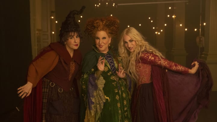 Kathy Najimy as Mary Sanderson, Bette Midler as Winifred Sanderson, and Sarah Jessica Parker as Sarah Sanderson in HOCUS POCUS 2, exclusively on Disney+. Photo by Matt Kennedy. © 2022 Disney Enterprises, Inc. All Rights Reserved.