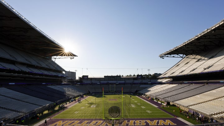 Aug 31, 2024; Seattle, Washington, USA; General view of  Alaska Airlines Field at Husky Stadium before a game between the Weber State Wildcats and Washington Huskies. Mandatory Credit: Joe Nicholson-USA TODAY Sports