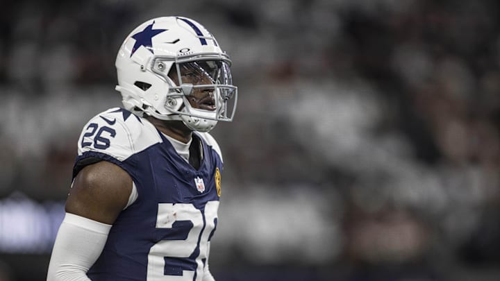 Dallas Cowboys cornerback DaRon Bland (26) on the field before the game against the Washington Commanders at AT&T Stadium. Dallas Cowboys cornerback DaRon Bland (26) on the field before the game against the Washington Commanders at AT&T Stadium.