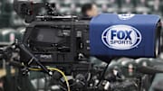  View of a camera with a Fox Sports logo before the game between the Houston Astros and the New York Mets.
