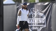 Jul 23, 2025; Houston, TX, USA;  Houston Texans safety Jaylen Reed (34) during training camp at Houston Methodist Training Center. Mandatory Credit: Troy Taormina-Imagn Images