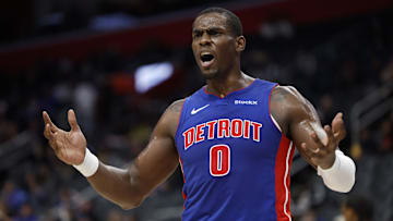 Dec 16, 2024; Detroit, Michigan, USA;  Detroit Pistons center Jalen Duren (0) : Rick Osentoski-Imagn Images