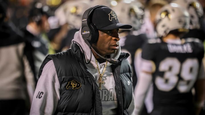 Nov 4, 2023; Boulder, Colorado, USA; Colorado Buffaloes head coach Deion Sanders during the game against the Oregon State Beavers at Folsom Field. Mandatory Credit: Chet Strange-USA TODAY Sports