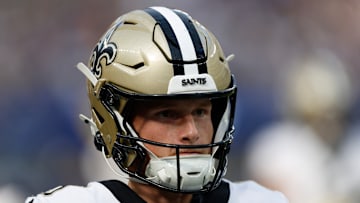 Blake Grupe with the New Orleans Saints waits to kick