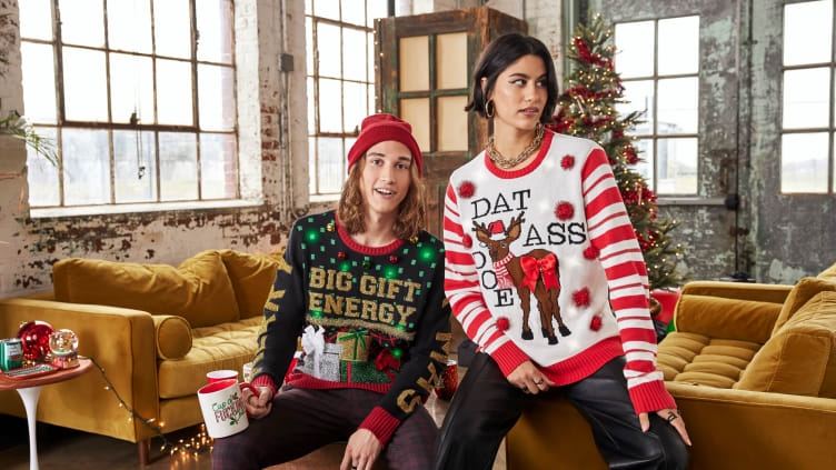 With these sweaters, you can add a little humor to the holiday season.