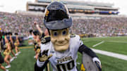 Purdue mascot Purdue Pete cheers against the Notre Dame Fighting Irish