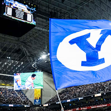 BYU flag against Colorado in the Alamo Bowl