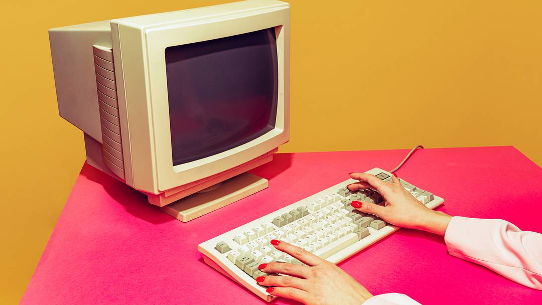 Vintage computer and keyboard