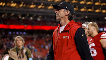 Dec 30, 2024; Santa Clara, California, USA; San Francisco 49ers head coach Kyle Shanahan walks off the field after the game against the Detroit Lions at Levi's Stadium.