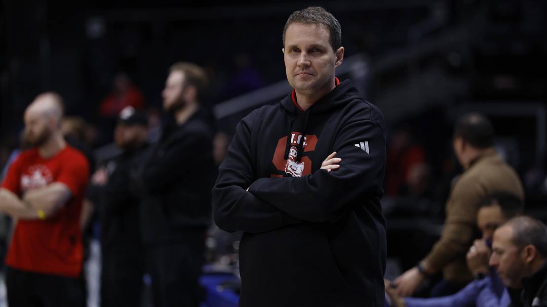 Mar 16, 2026; Dayton, OH, USA; NC State Wolfpack head coach Will Wade walks the court during a practice session ahead of the first four of the men's 2026 NCAA Tournament at University of Dayton Arena. Mandatory Credit: Rick Osentoski-Imagn Images