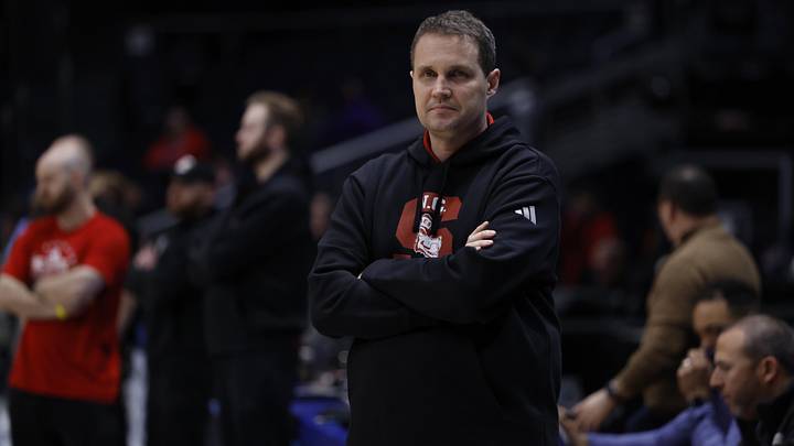 Mar 16, 2026; Dayton, OH, USA; NC State Wolfpack head coach Will Wade walks the court during a practice session ahead of the first four of the men's 2026 NCAA Tournament at University of Dayton Arena. Mandatory Credit: Rick Osentoski-Imagn Images