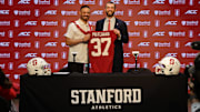 Tavita Pritchard is introduced as the new Stanford football head coach by Andrew Luck