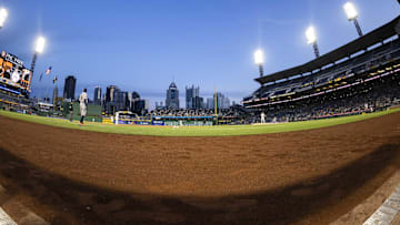 Apr 11, 2023; Pittsburgh, Pennsylvania, USA;  The Pittsburgh Pirates host the Houston Astros during