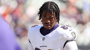 Oct 6, 2024; Cincinnati, Ohio, USA;  Baltimore Ravens tight end Isaiah Likely (80) before the game against the Cincinnati Bengals at Paycor Stadium. Mandatory Credit: Joseph Maiorana-Imagn Images