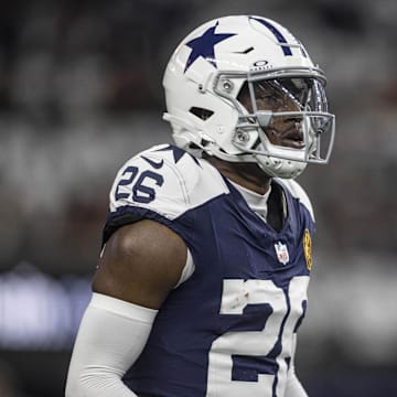 Dallas Cowboys cornerback DaRon Bland on the field before the game against the Washington Commanders at AT&T Stadium.