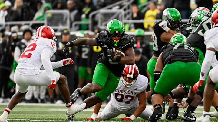 Saturday against Indiana Jordon Davison was Oregon's best weapon on offense, pounding the middle for 59 yards on eight carries.