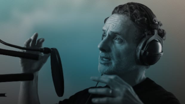 Andrew Lincoln recording his lines for A Better Paradise podcast