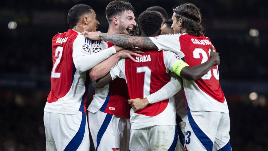 Arsenal celebrate beating PSG