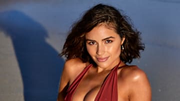 Olivia Culpo was photographed by Josie Clough on Kangaroo Island, South Australia. Swimsuit by Toxic Sadie.
