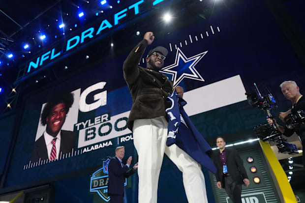 Alabama Crimson Tide offensive lineman Tyler Booker is selected by the Dallas Cowboys in the first round of the 2025 NFL Draf