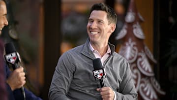 Dec 9, 2024; Dallas, TX, USA; Boston Red Sox chief baseball officer Craig Breslow speaks with the media at the Hilton Anatole during the 2024 MLB Winter Meetings.