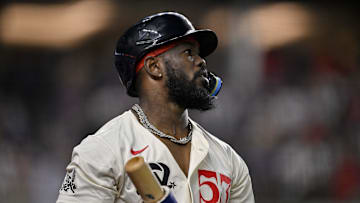 Texas Rangers right fielder Adolis Garcia (53) during the game between the Texas Rangers and the Atlanta Braves at Globe Life Field.