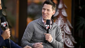 Boston Red Sox chief baseball officer Craig Breslow speaks with the media at the Hilton Anatole during the 2024 MLB Winter Meetings.