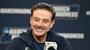  St. John's Red Storm head coach Rick Pitino speaks to the media during a press conference at Amica Mutual Pavilion. 