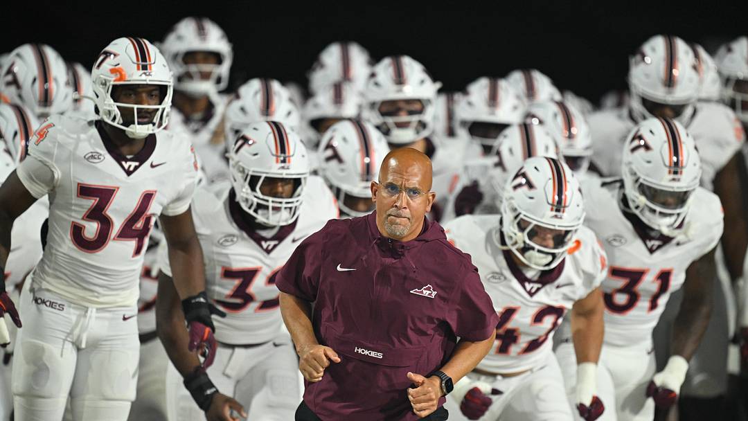 Sep 19, 2026; College Park, Maryland, USA; Virginia Tech Hokies head coach James Franklin leads his team onto the field before their game against the Maryland Terrapins at SECU Stadium. Mandatory Credit: Jamie Sabau-Imagn Images Sep 19, 2026; College Park, Maryland, USA; Virginia Tech Hokies head coach James Franklin leads his team onto the field before their game against the Maryland Terrapins at SECU Stadium. Mandatory Credit: Jamie Sabau-Imagn Images