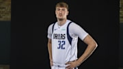Sep 29, 2025; Dallas, TX, USA; Dallas Mavericks forward Cooper Flagg (32) poses for a photo during the Mavericks 2025 media day at the American Airlines Center. Mandatory Credit: Jerome Miron-Imagn Images