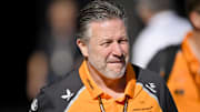 Oct 19, 2025; Austin, TX, USA; McLaren Racing CEO Zak Brown arrives at the track before the start of the 2025 US Grand Prix at Circuit of The Americas Austin. Mandatory Credit: Jerome Miron-Imagn Images