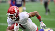 Sep 14, 2024; Seattle, Washington, USA; Washington State Cougars wide receiver Kris Hutson (1) carries the ball.
