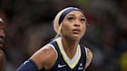 Dallas Wings guard DiJonai Carrington during the game between the Dallas Wings and the Indiana Fever.