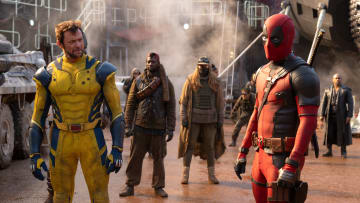 (L-R): Hugh Jackman as Wolverine/Logan and Ryan Reynolds as Deadpool/Wade Wilson in 20th Century Studios/Marvel Studios' DEADPOOL & WOLVERINE. Photo by Jay Maidment. © 2024 20th Century Studios / © and ™ 2024 MARVEL.