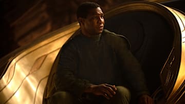 Jonathan Majors as Kang The Conqueror in Marvel Studios' ANT-MAN AND THE WASP: QUANTUMANIA. Photo by Jay Maidment. © 2022 MARVEL.