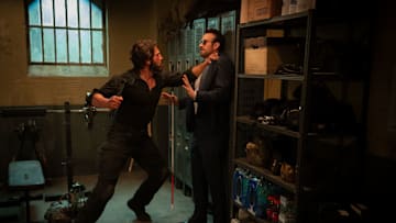 (L-R) Frank Castle/The Punisher (Jon Bernthal) and Matt Murdock/Daredevil (Charlie Cox) in Marvel Television's DAREDEVIL: BORN AGAIN, exclusively on Disney+. Photo by Giovanni Rufino. © 2025 MARVEL.