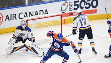 Edmonton Oilers right wing Connor Brown (28) celebrates a goal during the second period at Rogers Place.