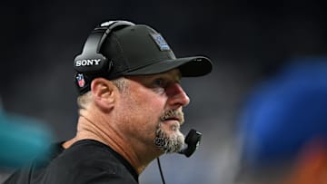 Dec 4, 2025; Detroit, Michigan, USA; Detroit Lions head coach Dan Campbell during the second half against the Dallas Cowboys at Ford Field. Mandatory Credit: Lon Horwedel-Imagn Images