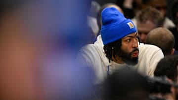 Mar 9, 2025; Dallas, Texas, USA; Dallas Mavericks forward Anthony Davis (3) looks on during the game between the Dallas Mavericks and the Phoenix Suns at American Airlines Center. Mandatory Credit: Jerome Miron-Imagn Images