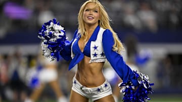 The Dallas Cowboys cheerleaders perform during the game between the Dallas Cowboys and the Baltimore Ravens 