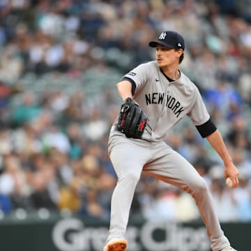 New York Yankees starting pitcher Max Fried (54) pitches to the Seattle Mariners during the first inning at T-Mobile Park on May 13.