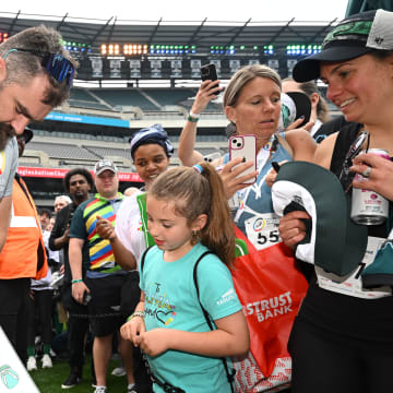 Former Eagles center Jason Kelce at the annual Eagles Autism Challenge. 