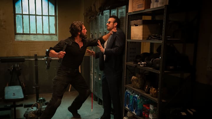 (L-R) Frank Castle/The Punisher (Jon Bernthal) and Matt Murdock/Daredevil (Charlie Cox) in Marvel Television's DAREDEVIL: BORN AGAIN, exclusively on Disney+. Photo by Giovanni Rufino. © 2025 MARVEL.