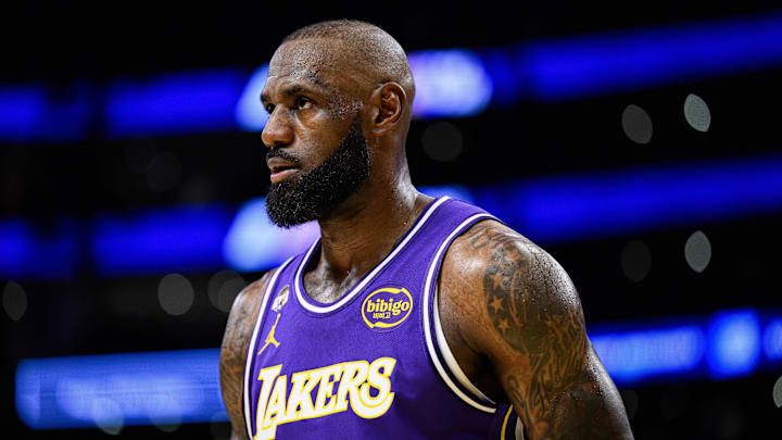 Mar 27, 2026; Los Angeles, California, USA; Los Angeles Lakers forward LeBron James (23). Mandatory Credit: William Liang-Imagn Images