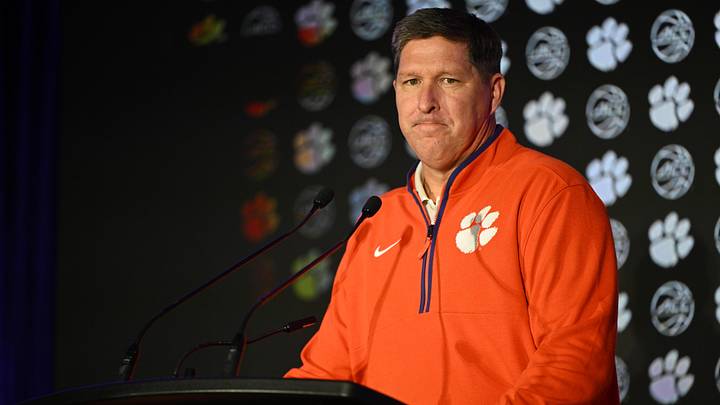 Oct 8, 2025; Charlotte, NC, USA; Clemson head coach Brad Brownell answers questions from the media at The Hilton Charlotte Uptown. Mandatory Credit: William Howard-Imagn Images