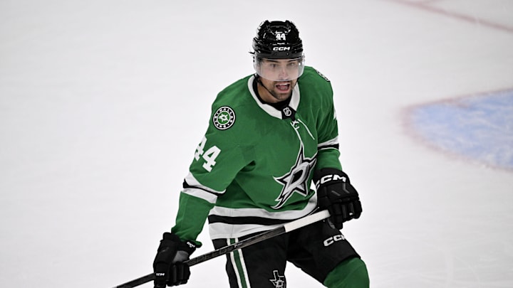 May 3, 2025; Dallas, Texas, USA; Dallas Stars defenseman Cody Ceci (44) in action during the game between the Dallas Stars and the Colorado Avalanche in game seven of the first round of the 2025 Stanley Cup Playoffs at American Airlines Center. Mandatory Credit: Jerome Miron-Imagn Images