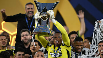 John Victor celebrates winning the Conmebol Liberdatores 