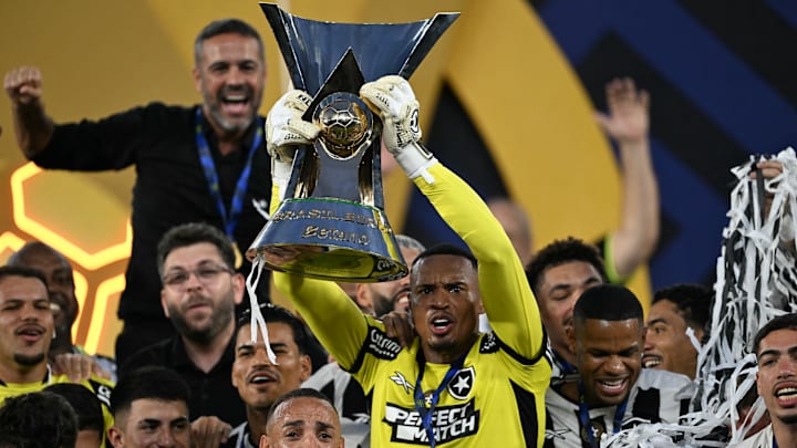 John Victor celebrates winning the Conmebol Liberdatores 